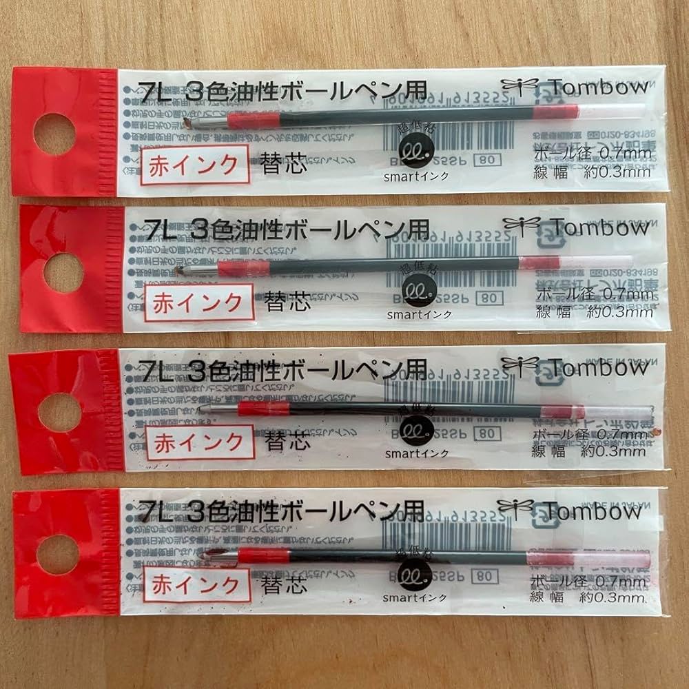 Amazon | セブンライフスタイル 3色ボールペン 替芯 赤 4本